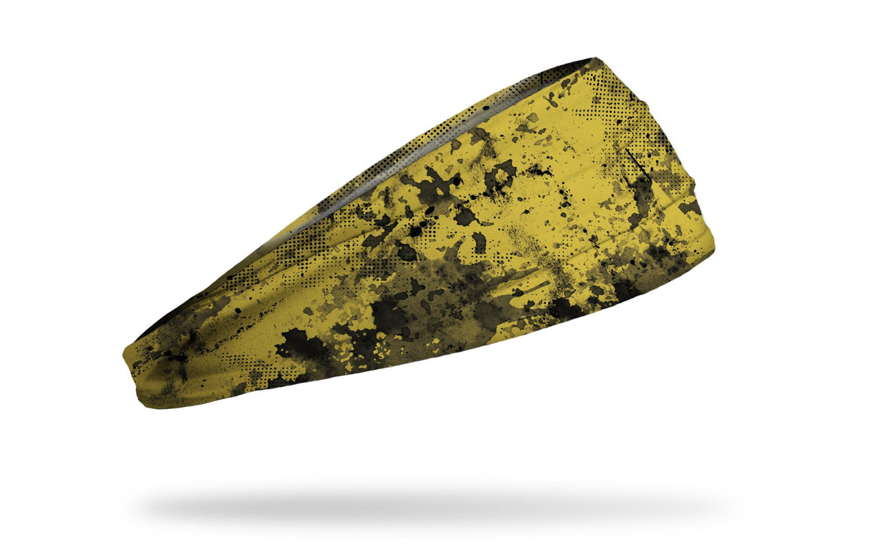 yellow tuscan headband with grunge overlay design