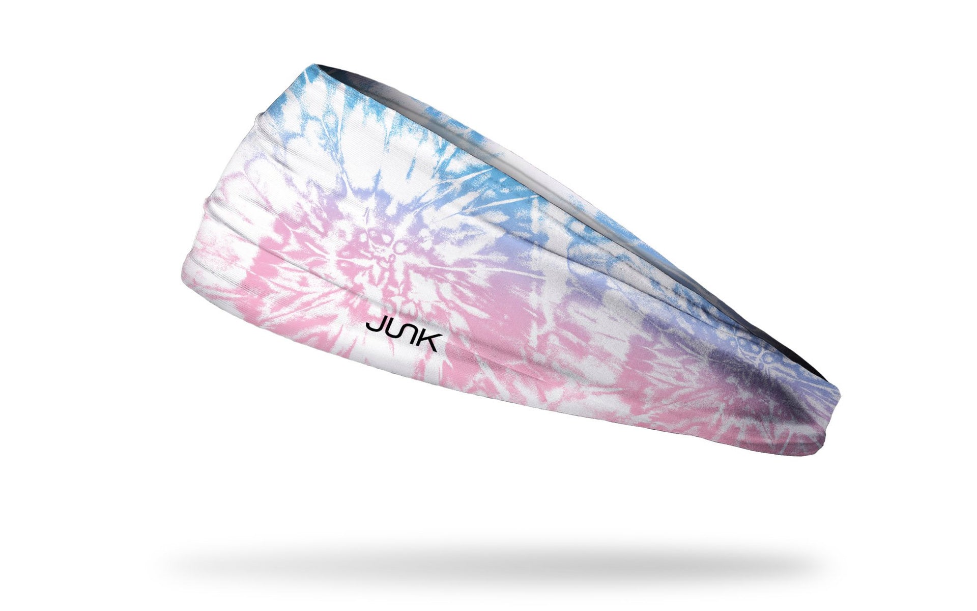 white headband with pink and blue tie dye swirls