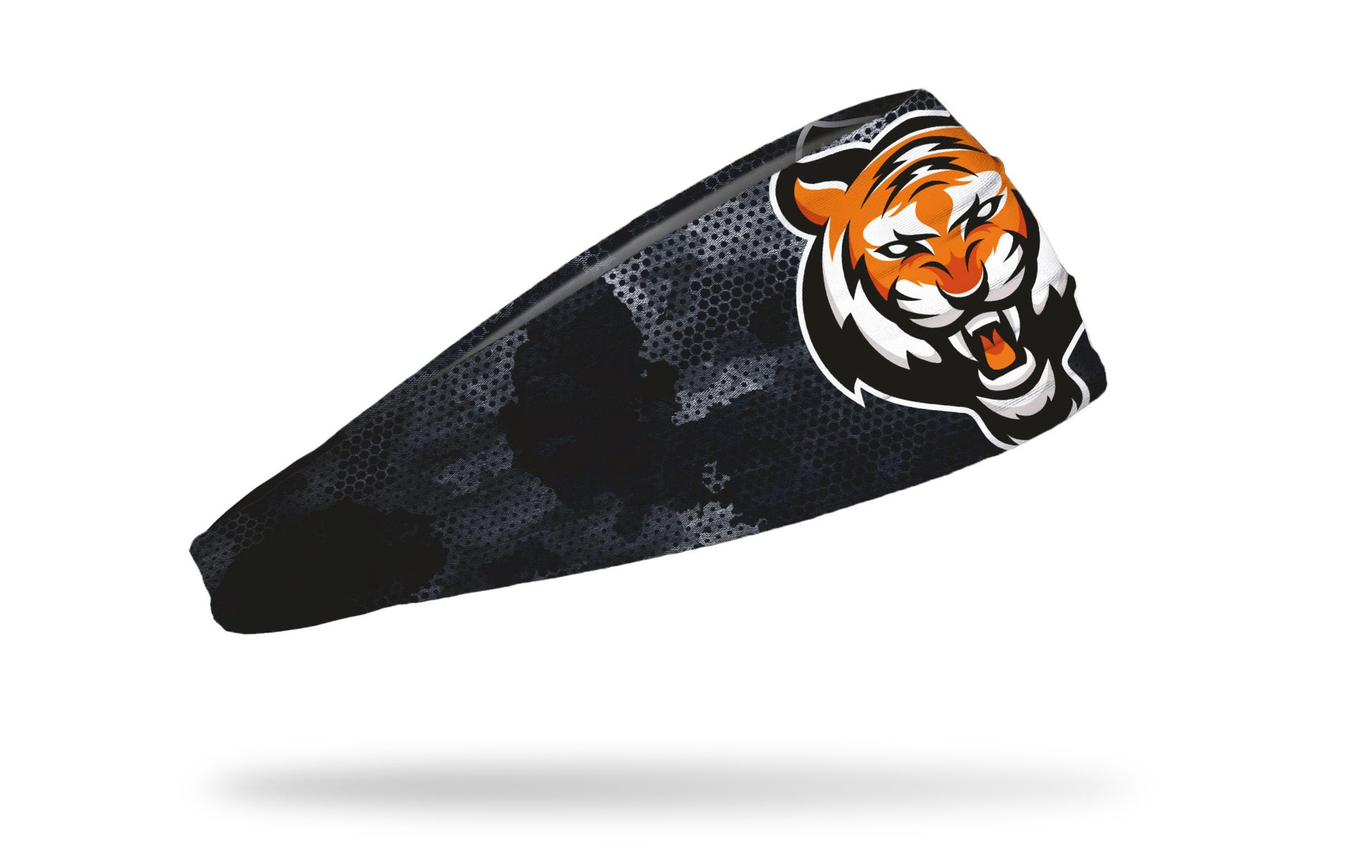 black headband with grunge overlay and generic tiger mascot in full color