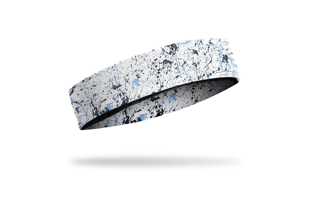colorful white and blue paint splattered headband