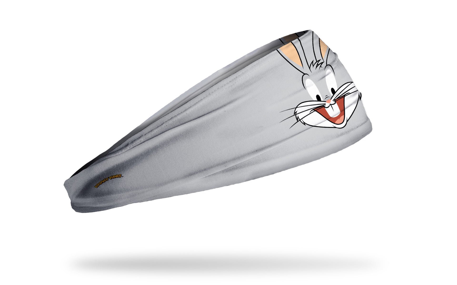 light grey headband with Looney Tunes Bugs Bunny oversized face view design