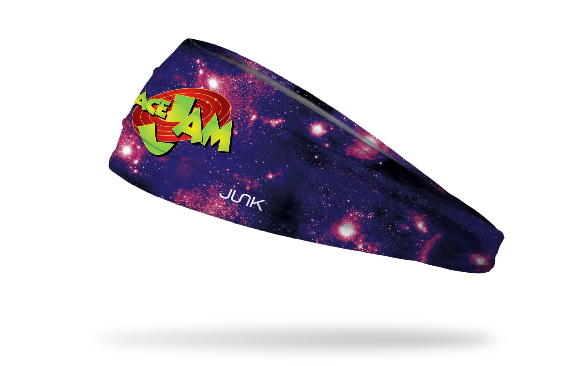 purple galaxy print headband with Space Jam logo in full color