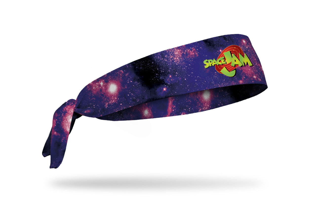 purple galaxy print headband with Space Jam logo in full color
