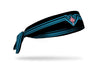 black headband with Wonder Woman crown design in neon blue and red