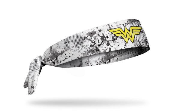 white headband with black grunge overlay and DC Comics Wonder Woman logo in yellow