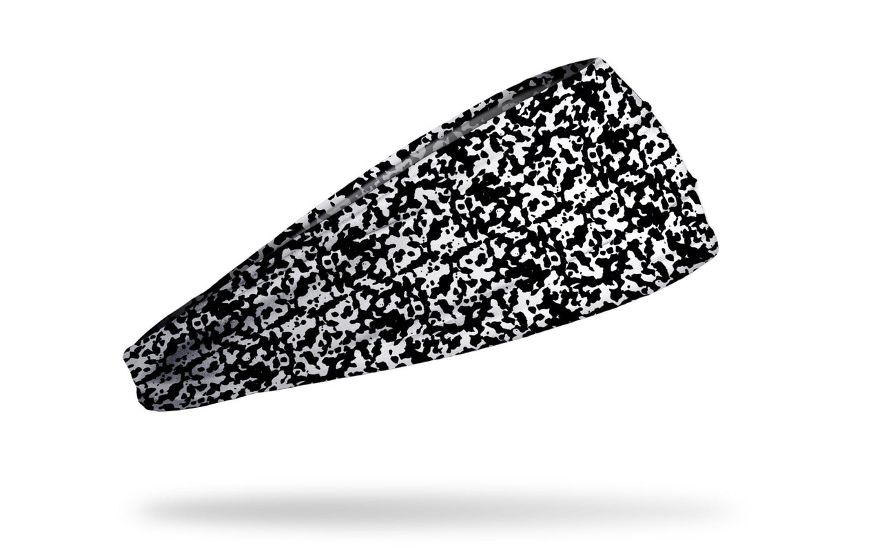 black and white headband designed to look like composition notebook pattern