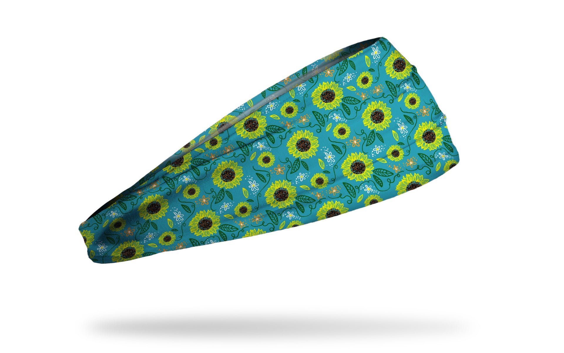 turquoise headband with yellow floral sunflower print